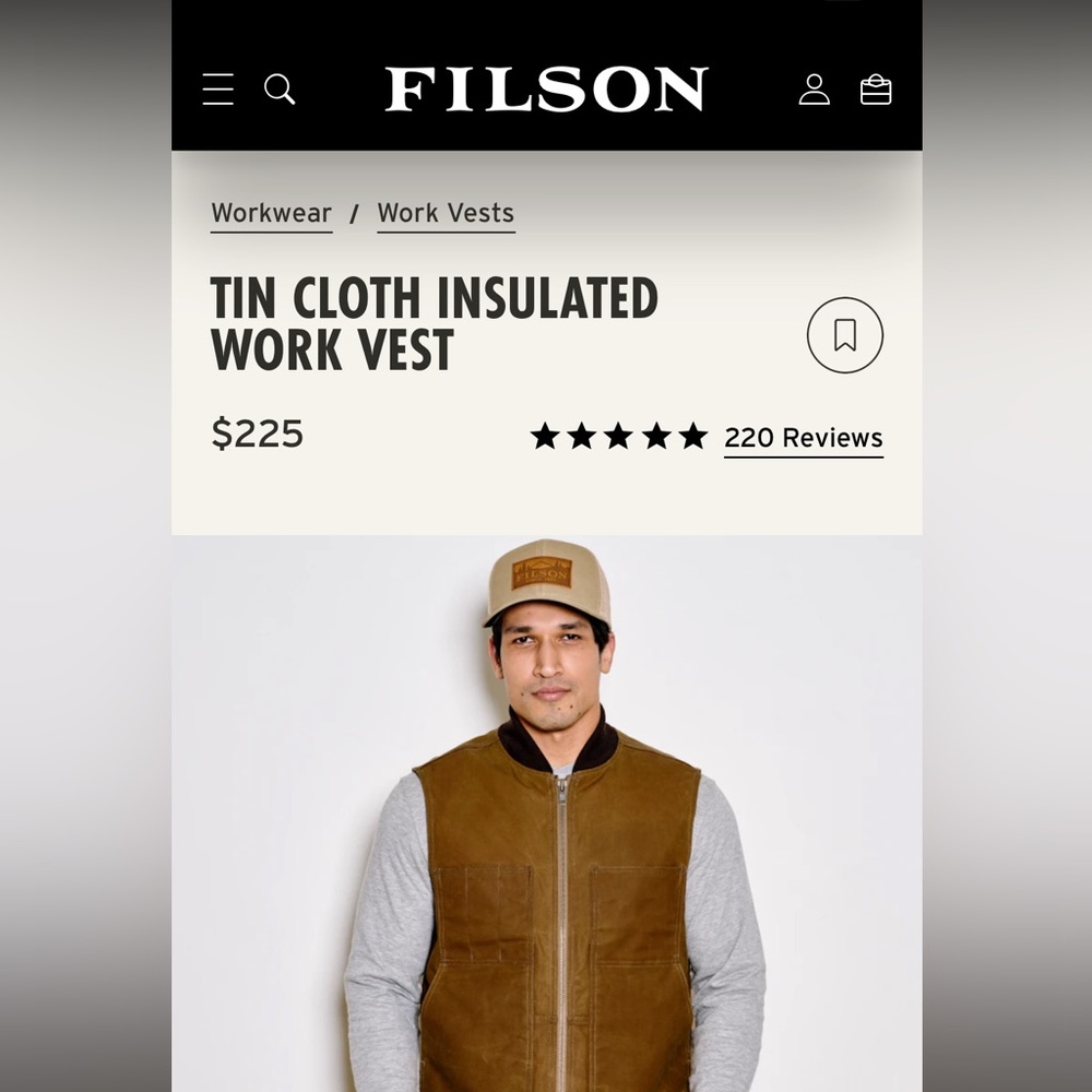 Filson - TIN CLOTH INSULATED WORK VEST